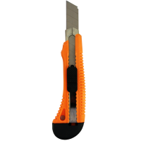 Нож с выдвижным лезвием 18 мм, пластиковый корпус, металлическая направляющая, Вихрь