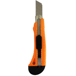 Нож с выдвижным лезвием 18 мм, пластиковый корпус, металлическая направляющая, Вихрь