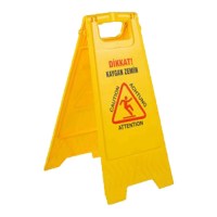 Табличка «Осторожно, мокрый пол», желтый указатель
