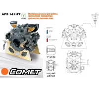 Насос мембранный Comet серия APS 141 (129 л/мин, 30 бар), вал ВОМ 13/8 + фланец под гидромотор