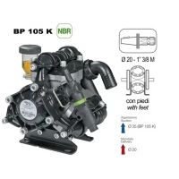 Насос мембранный Comet серия BP105 (104 л/мин, 20 бар), вал d20 гладкий/шпонка - ВОМ 13/8